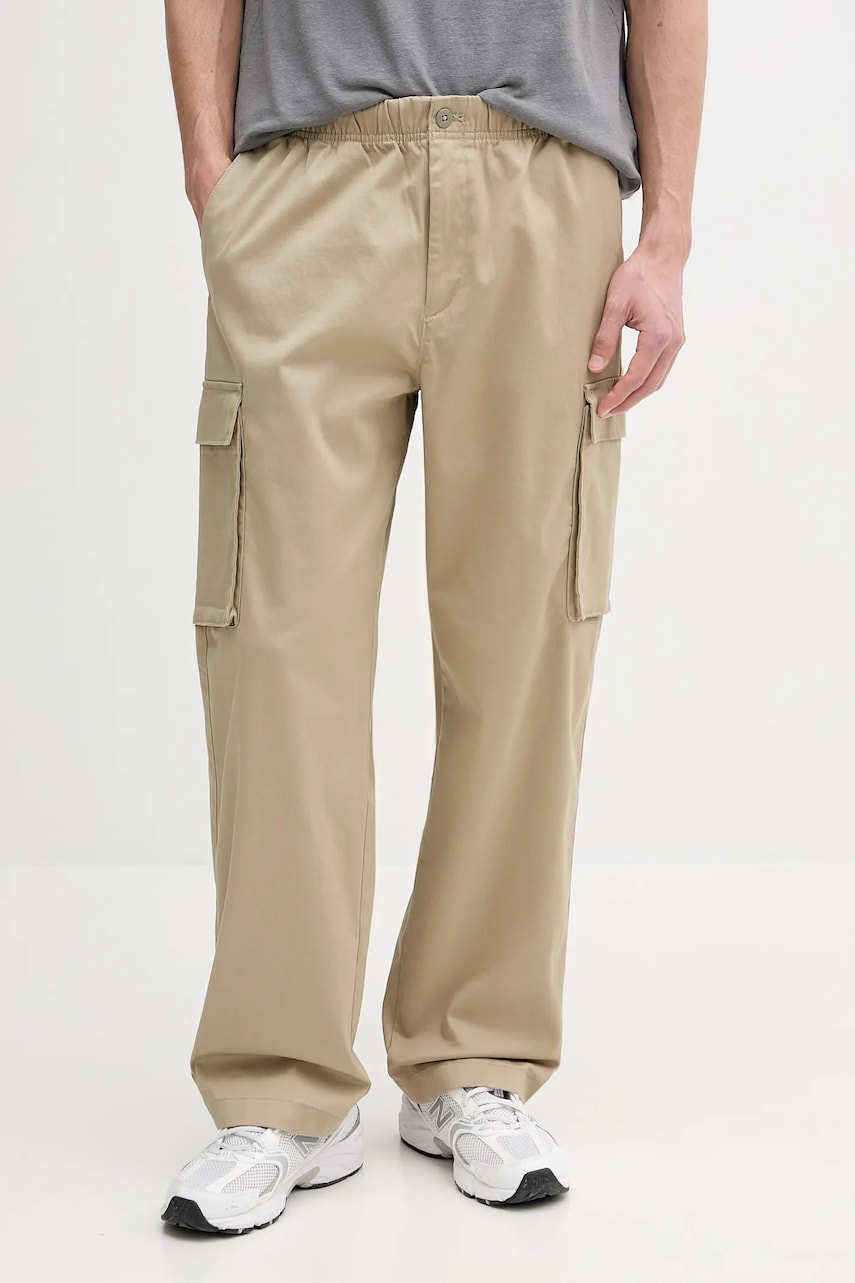 Levně Kalhoty Calvin Klein Jeans pánské, béžová barva, ve střihu cargo, LV040EM616