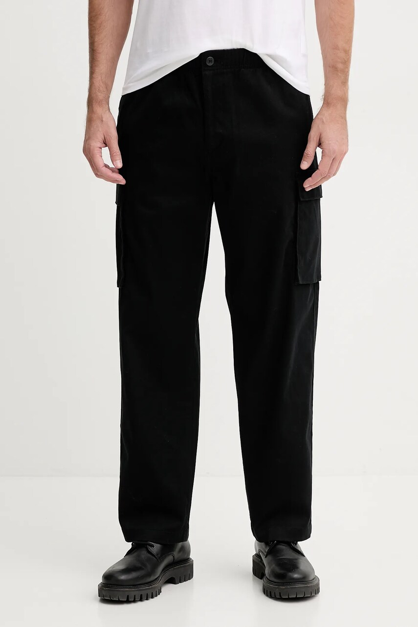 Levně Kalhoty Calvin Klein Jeans pánské, černá barva, ve střihu cargo, LV040EM616