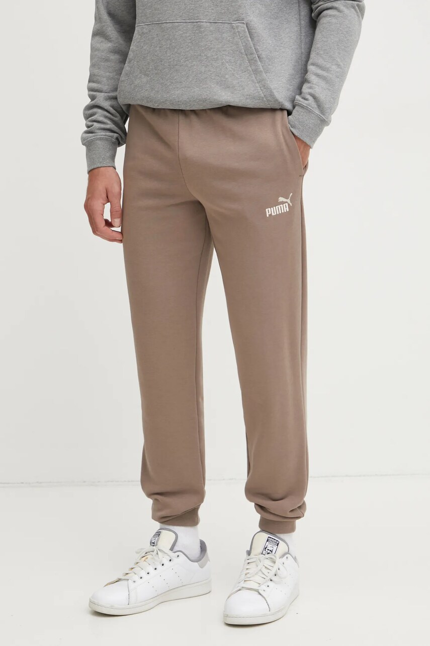 Puma pantaloni de trening culoarea bej, cu imprimeu, 682609