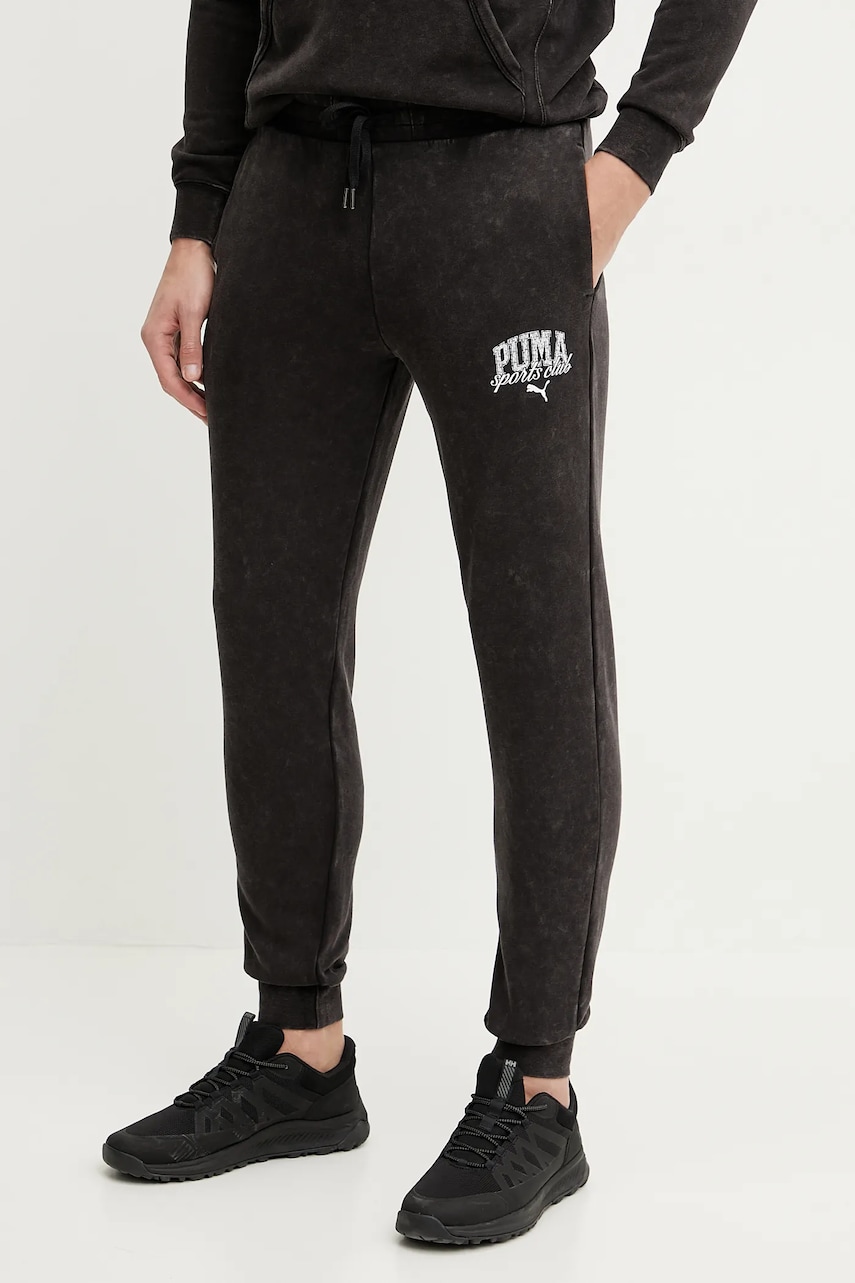 Puma pantaloni de trening bărbați, culoarea negru, cu imprimeu, 684642