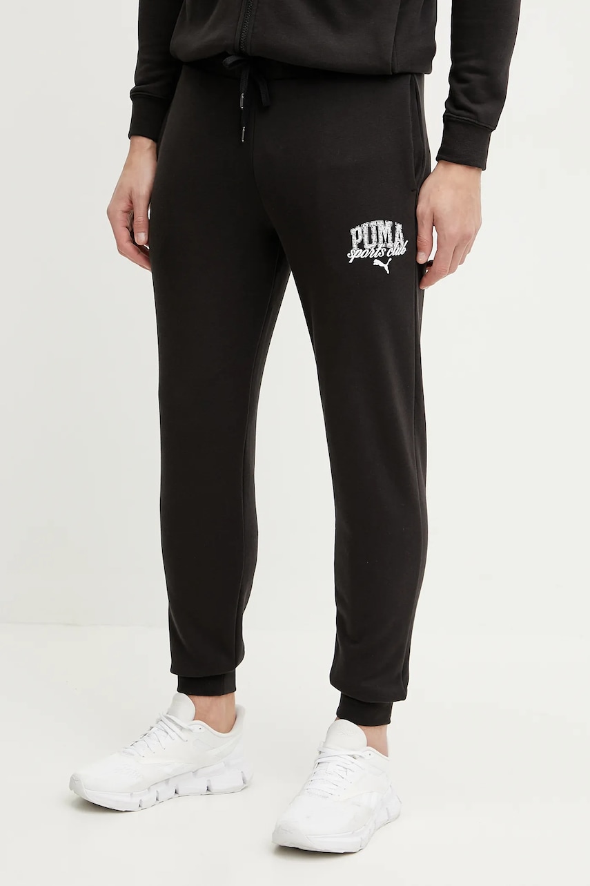 Puma pantaloni de trening culoarea negru, cu imprimeu, 684652 Puma pantaloni de trening culoarea negru, cu imprimeu, 684652