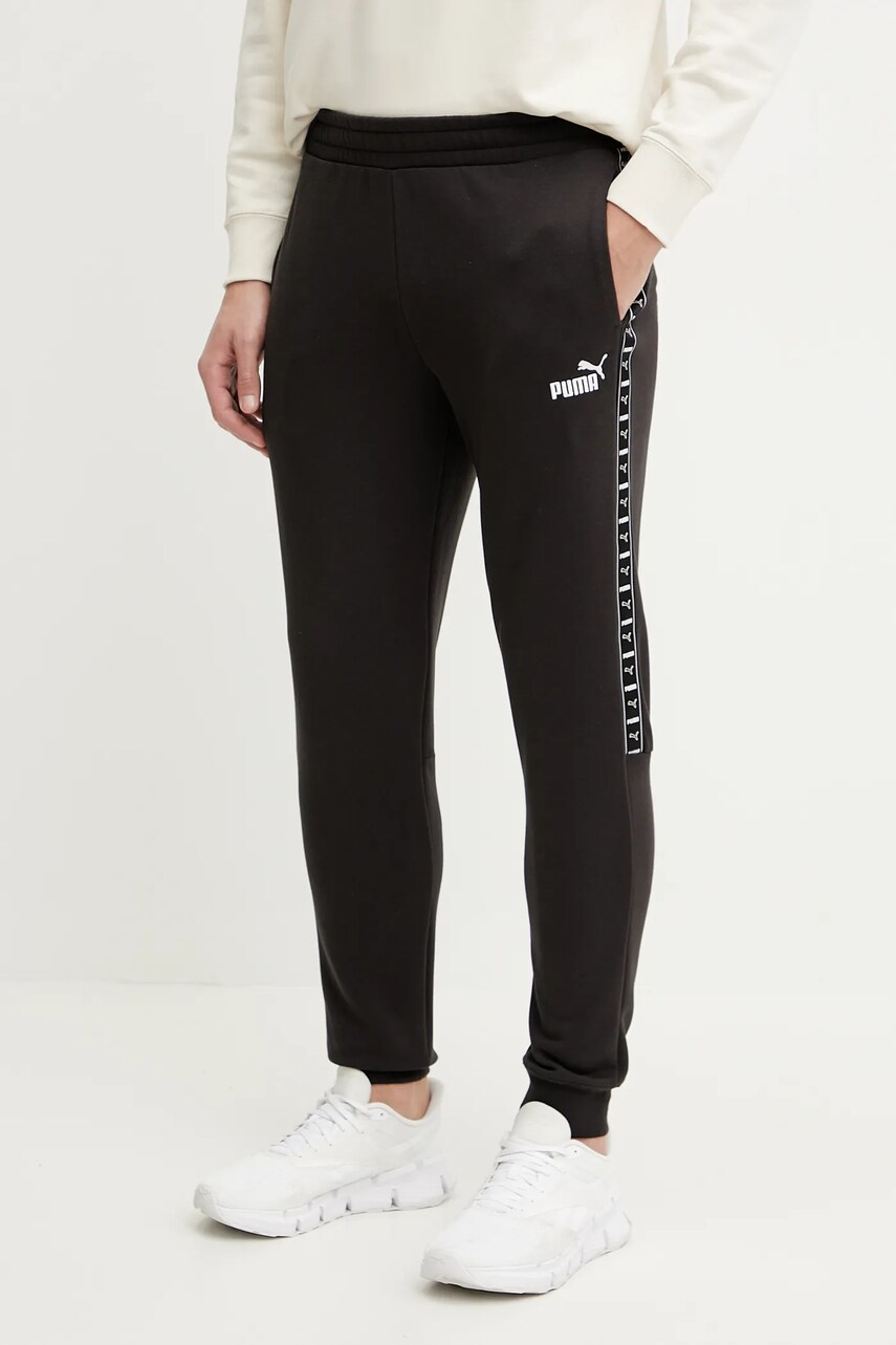 Puma pantaloni de trening culoarea negru, cu imprimeu, 684680