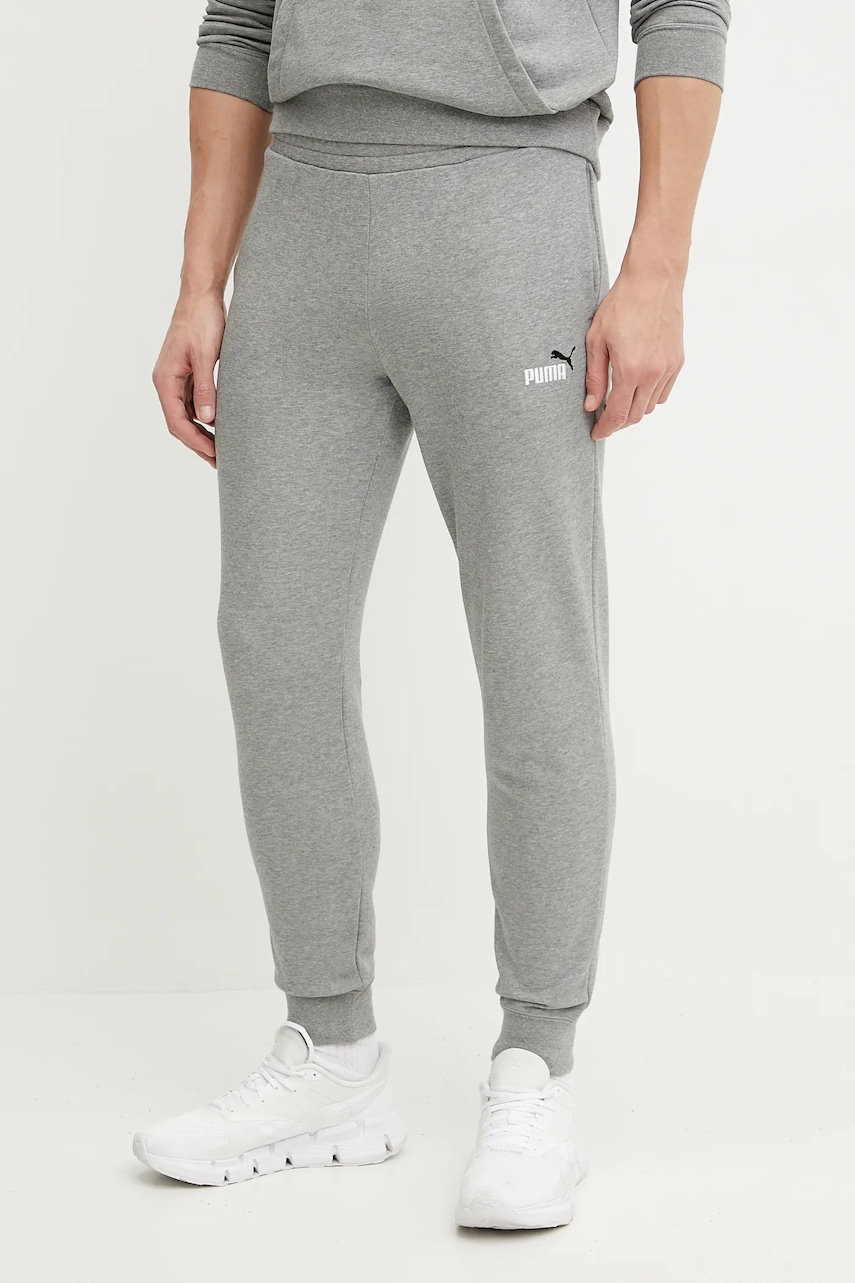 Puma pantaloni de trening barbati, culoarea gri, melanj, 684714 Puma pantaloni de trening barbati, culoarea gri, melanj, 684714