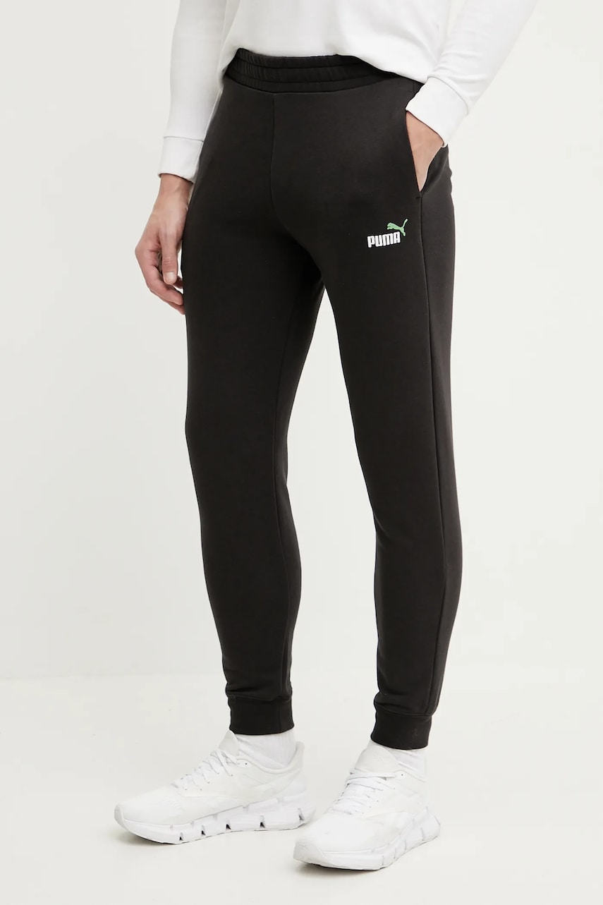 Puma pantaloni de trening barbati, culoarea negru, melanj, 684714 Puma pantaloni de trening barbati, culoarea negru, melanj, 684714