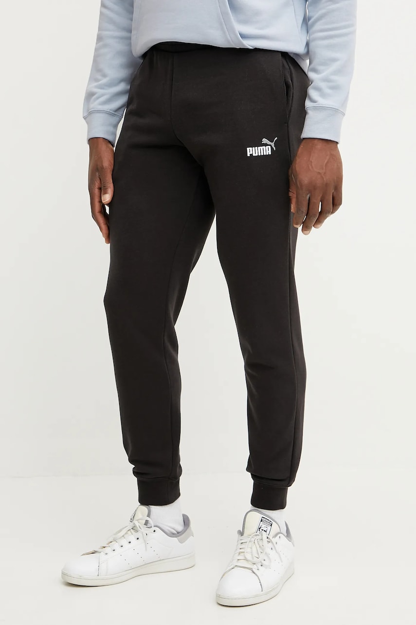 Puma pantaloni de trening barbati, culoarea negru, melanj, 684714 Puma pantaloni de trening barbati, culoarea negru, melanj, 684714