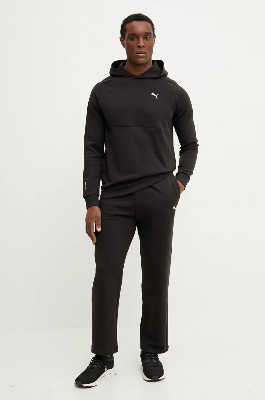 Хлопковые спортивные штаны Puma мужские цвет чёрный однотонные 629651 Хлопковые спортивные штаны Puma мужские цвет чёрный однотонные 629651