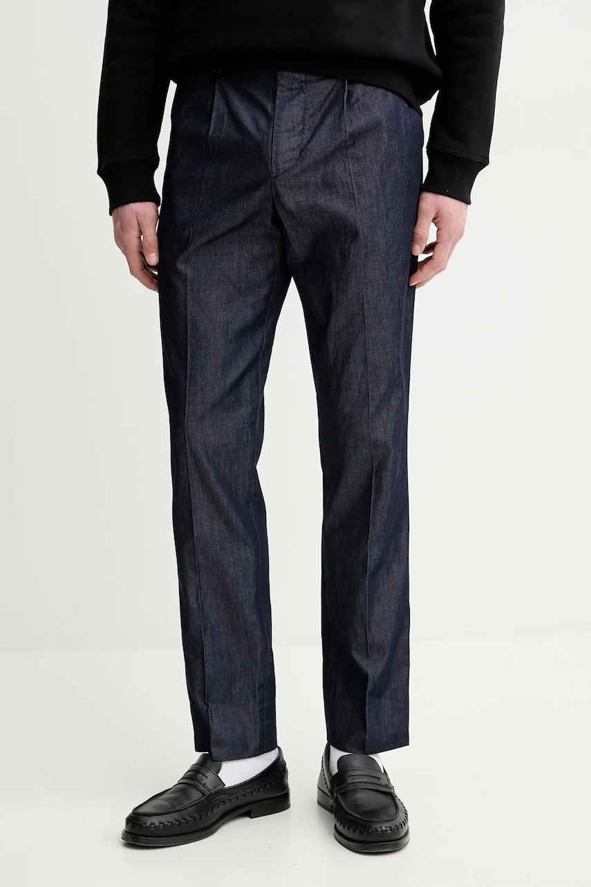 PS Paul Smith pantaloni de bumbac bărbați, culoarea albastru marin, cu fason chinos, M2R.800Y.P22337 PS Paul Smith pantaloni de bumbac bărbați, culoarea albastru marin, cu fason chinos, M2R.800Y.P22337