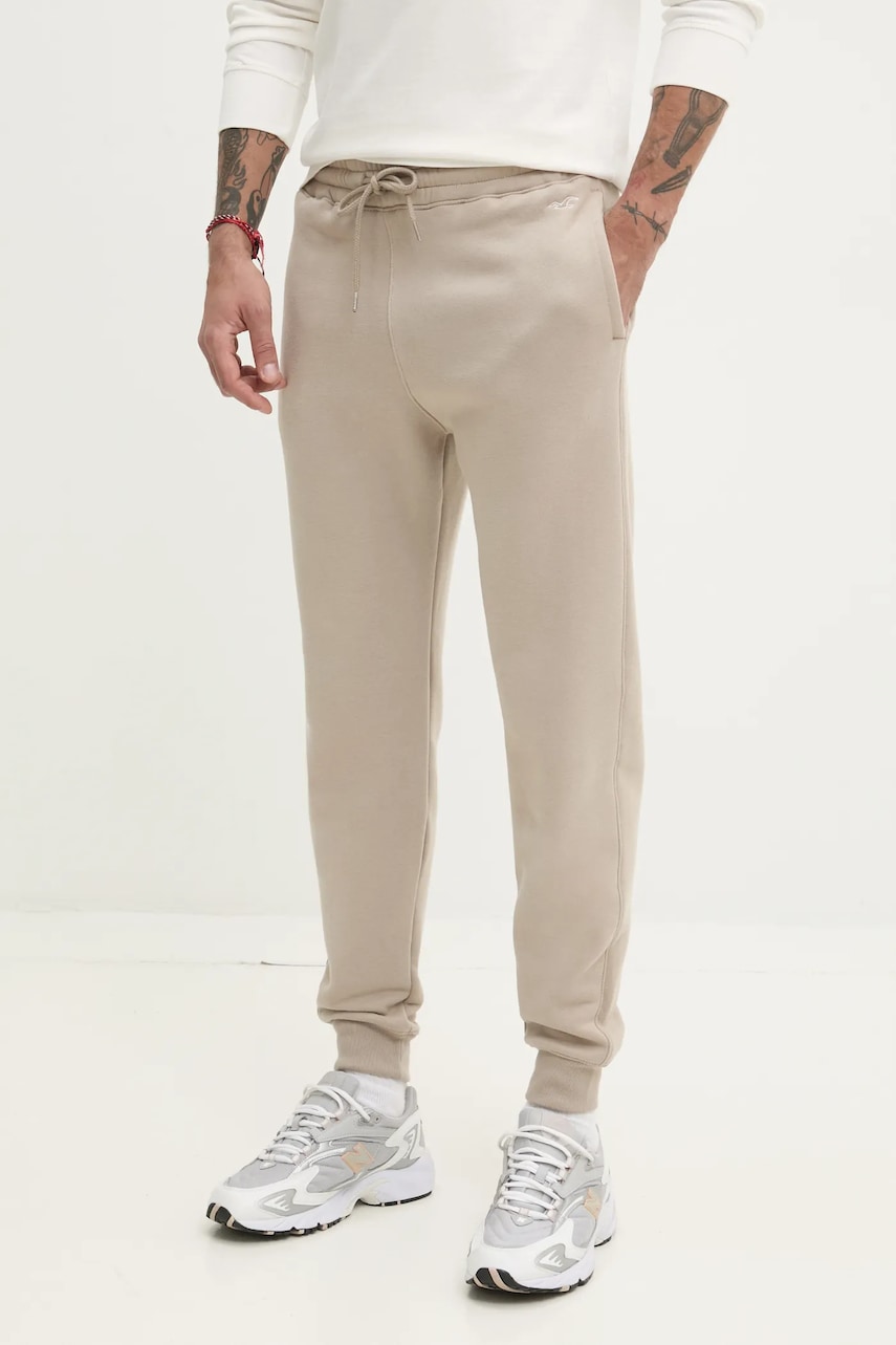Hollister Co. pantaloni de trening bărbați, culoarea bej, uni, KI334-5016 Hollister Co. pantaloni de trening bărbați, culoarea bej, uni, KI334-5016