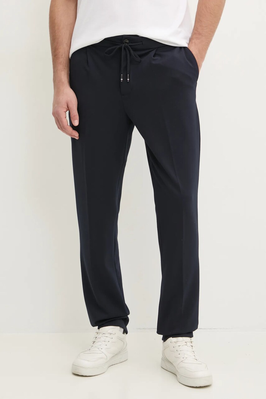Levně Kalhoty Tommy Hilfiger pánské, tmavomodrá barva, ve střihu chinos, MW0MW39197
