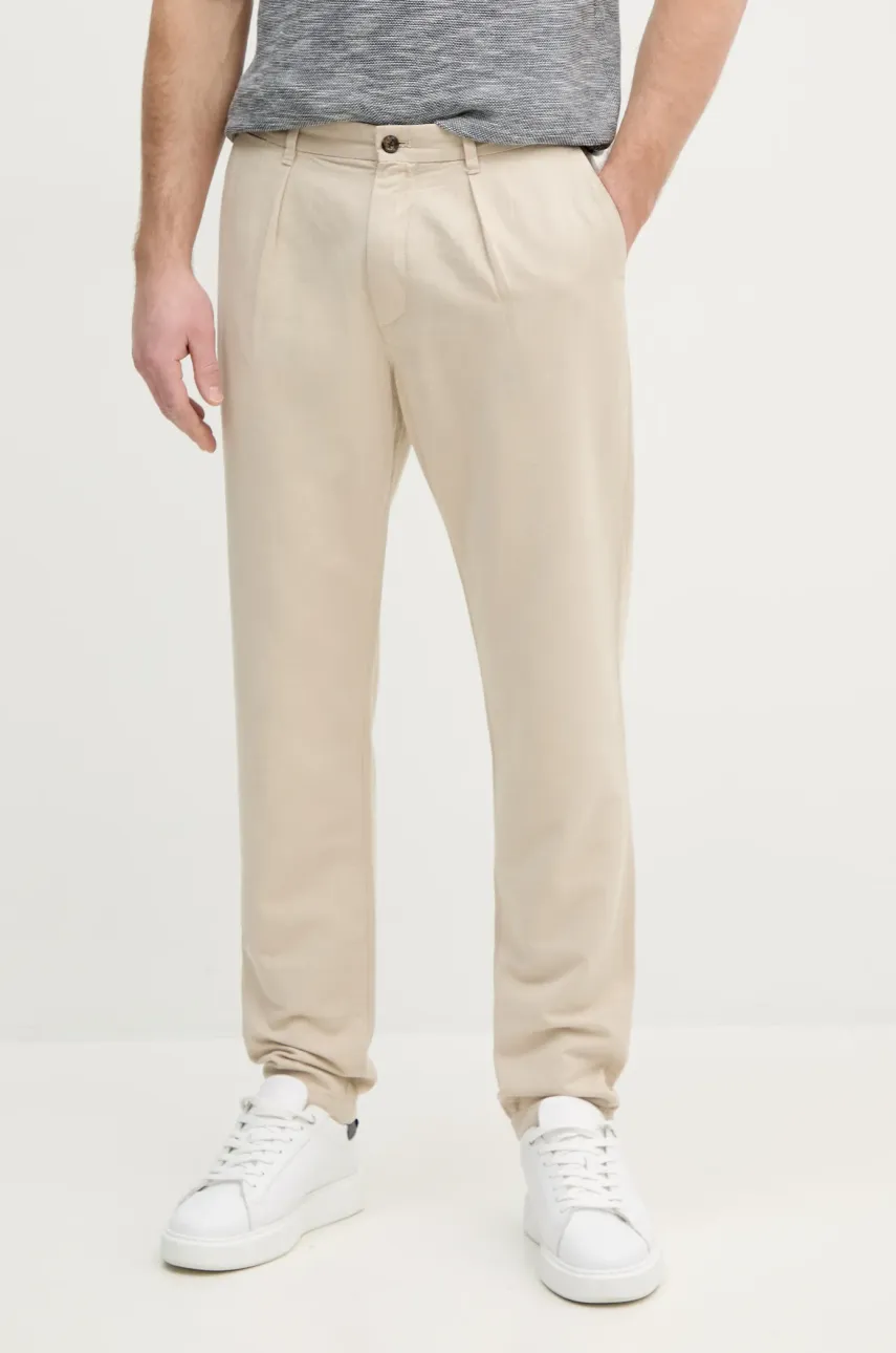 Levně Kalhoty s příměsí lnu Tommy Hilfiger béžová barva, MW0MW38798
