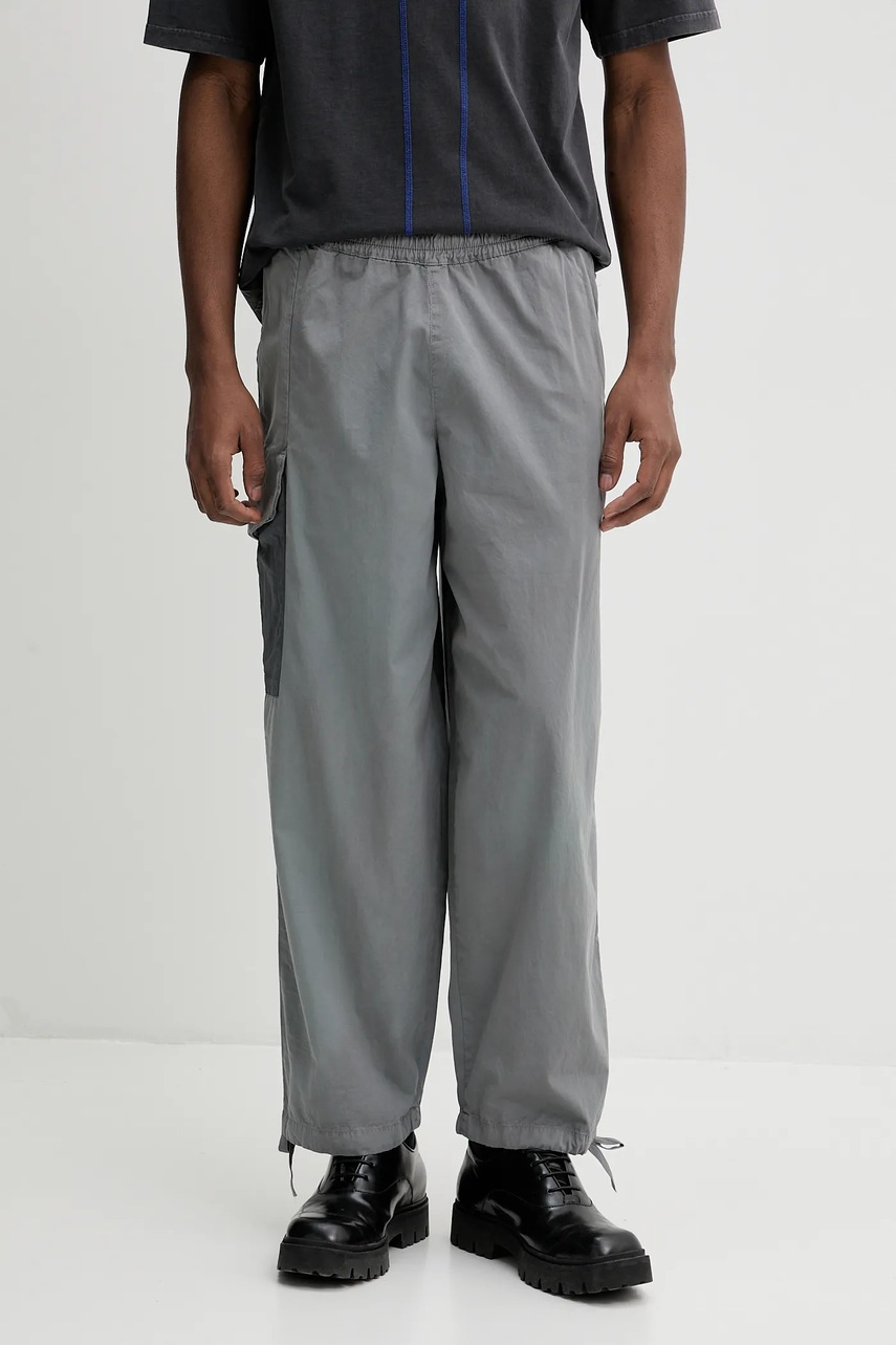 A-COLD-WALL* pantaloni de bumbac barbati, culoarea gri, drept, ACWMB321