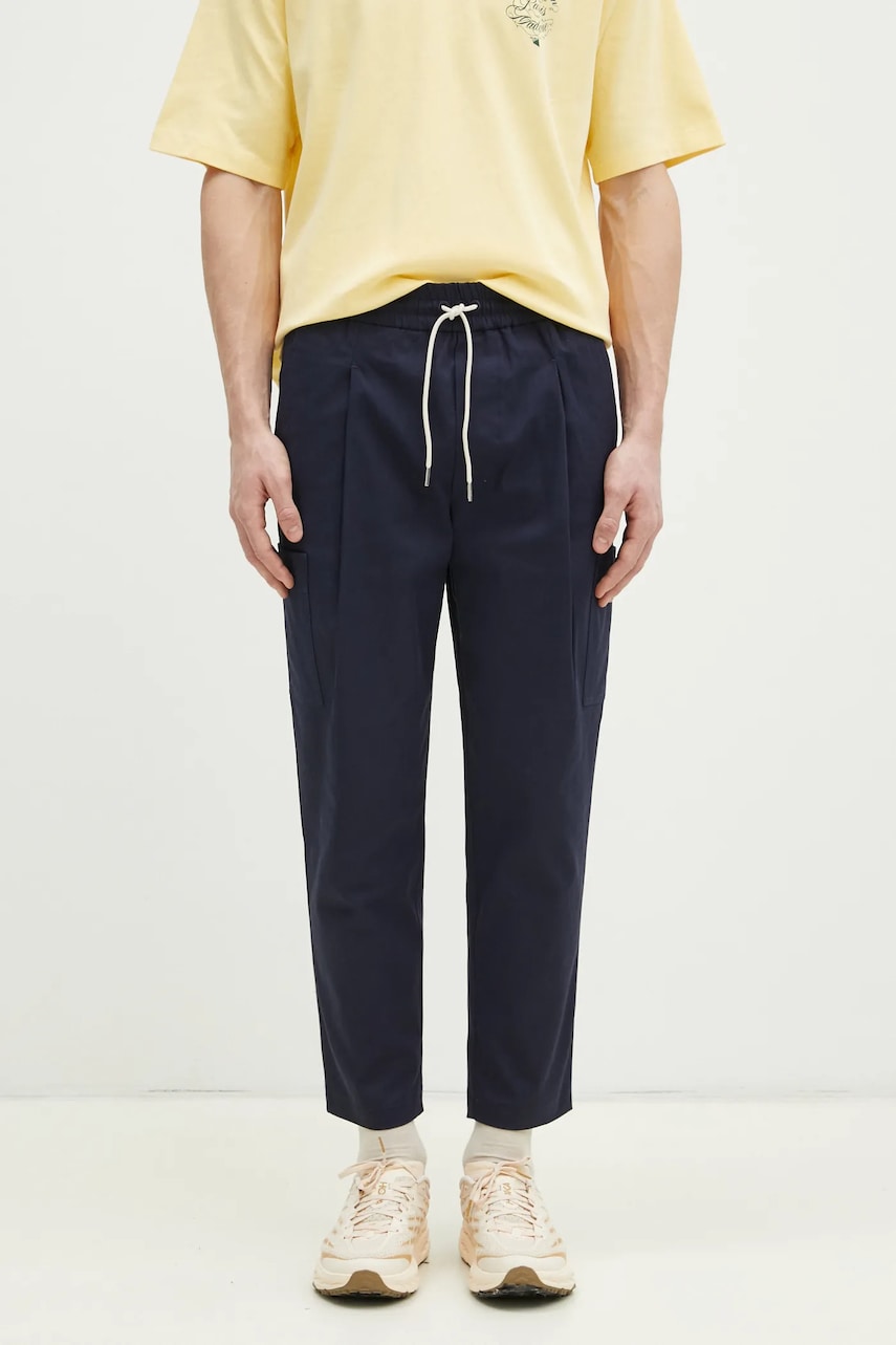 Drôle de Monsieur pantaloni Le Pantalon Cropped Cargo bărbați, culoarea bleumarin, drept, F-BP153-CO106-NY