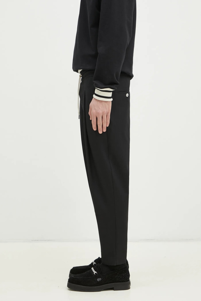 Брюки с примесью шерсти Drôle de Monsieur Le Pantalon Cropped мужские цвет чёрный прямые PERM-BP167-PL127-BL