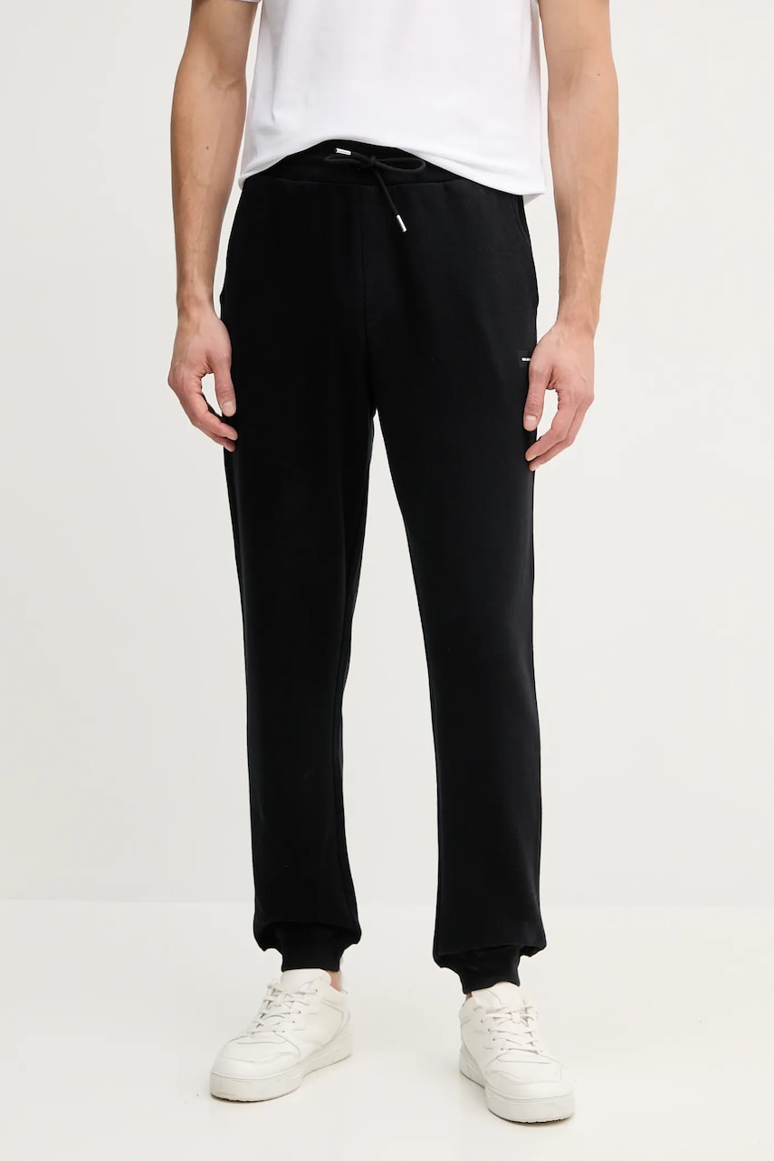 Karl Lagerfeld pantaloni de trening barbati, culoarea negru, neted, A1M44014