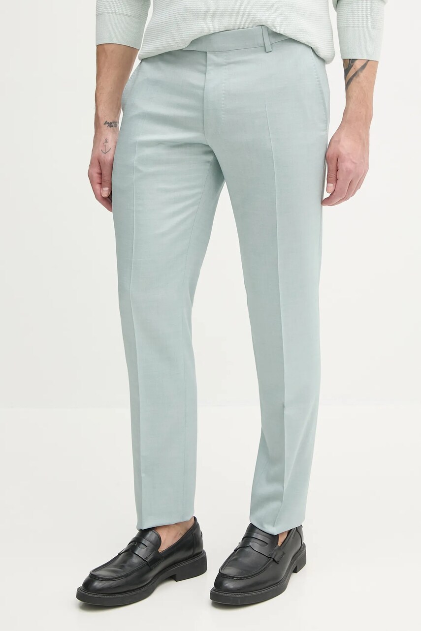 Joop! pantaloni din lână bărbați, culoarea turcoaz, mulata, 30041047 Joop! pantaloni din lână bărbați, culoarea turcoaz, mulata, 30041047