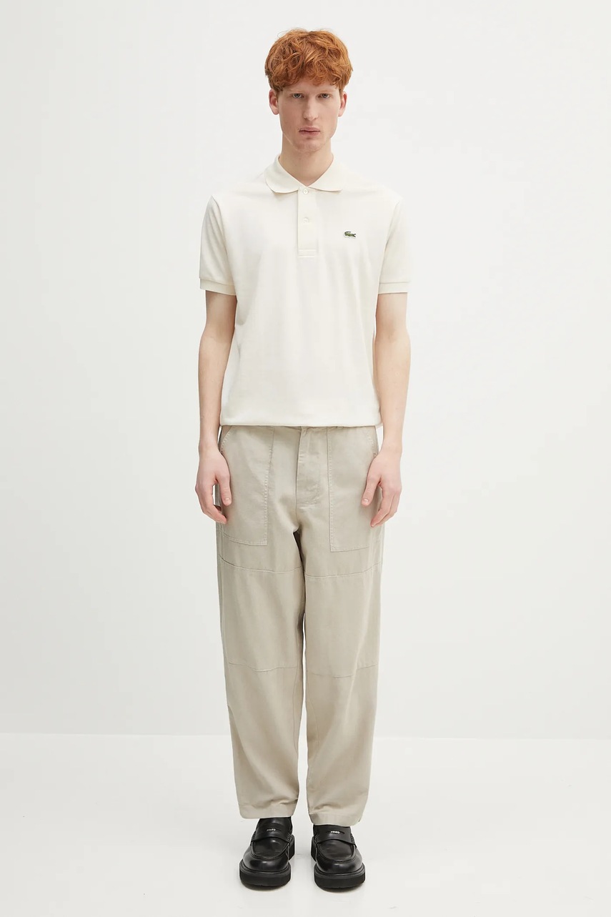 Λινό παντελόνι Barbour Barbour Natural Linen Blend Trouser ανδρικά, χρώμα: μπεζ, MTR0763 φωτογραφία