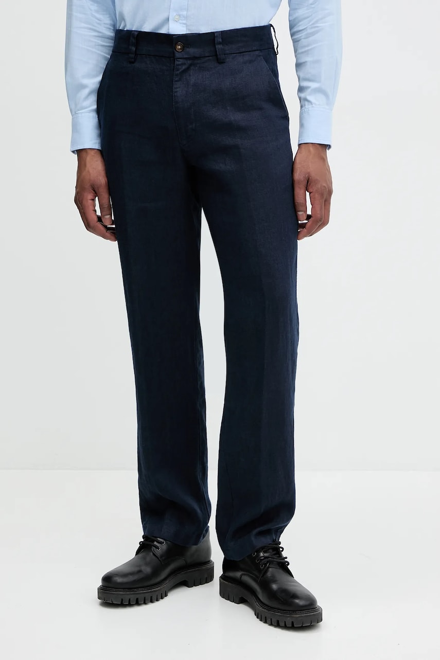 Michael Kors pantaloni din in barbati, culoarea bleumarin, drept, CS5304BBEY Michael Kors pantaloni din in barbati, culoarea bleumarin, drept, CS5304BBEY