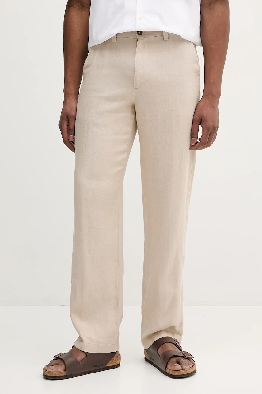 Michael Kors pantaloni din in barbati, culoarea bej, drept, CS5304BBEY Michael Kors pantaloni din in barbati, culoarea bej, drept, CS5304BBEY