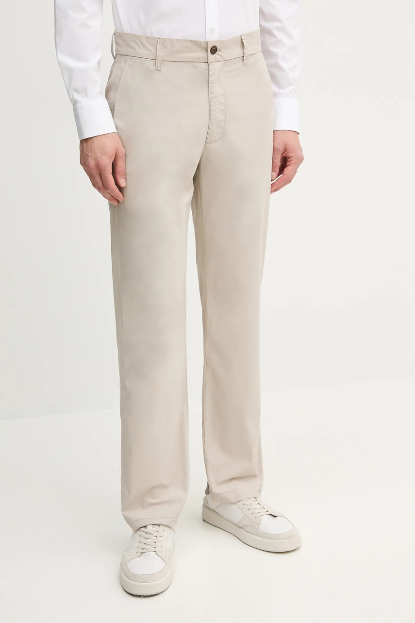 Michael Kors pantaloni de bumbac barbati, culoarea bej, drept, CS5304BHC2