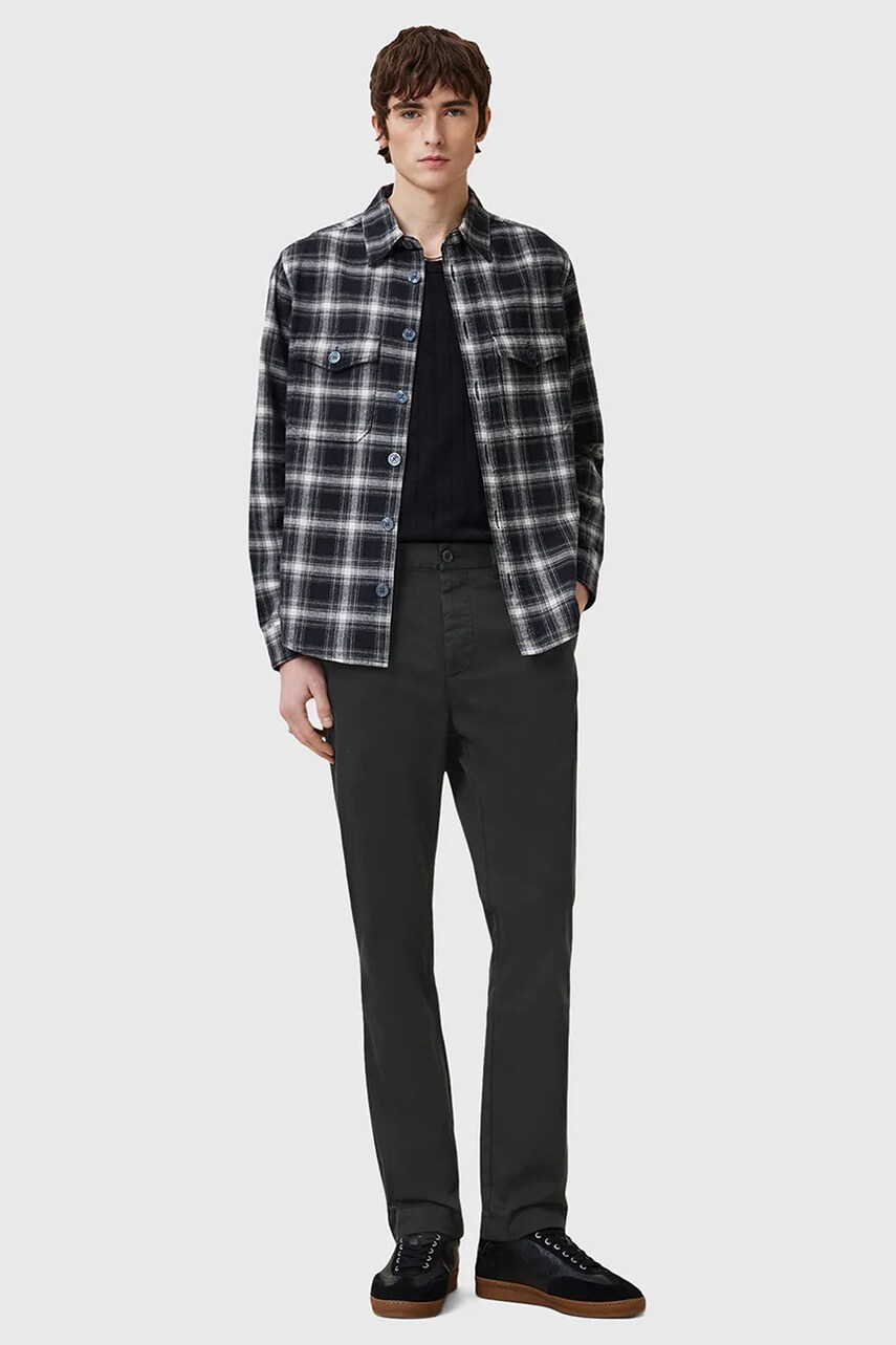 AllSaints pantaloni de bumbac RHODE barbati, culoarea negru, drept, M041TA