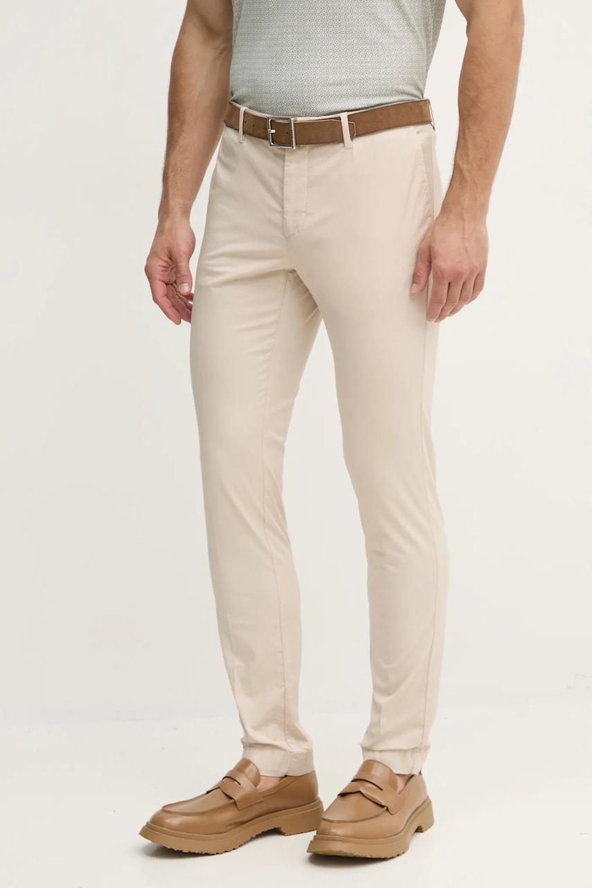Hackett London pantaloni barbati, culoarea bej, cu fason chinos, HM212694R
