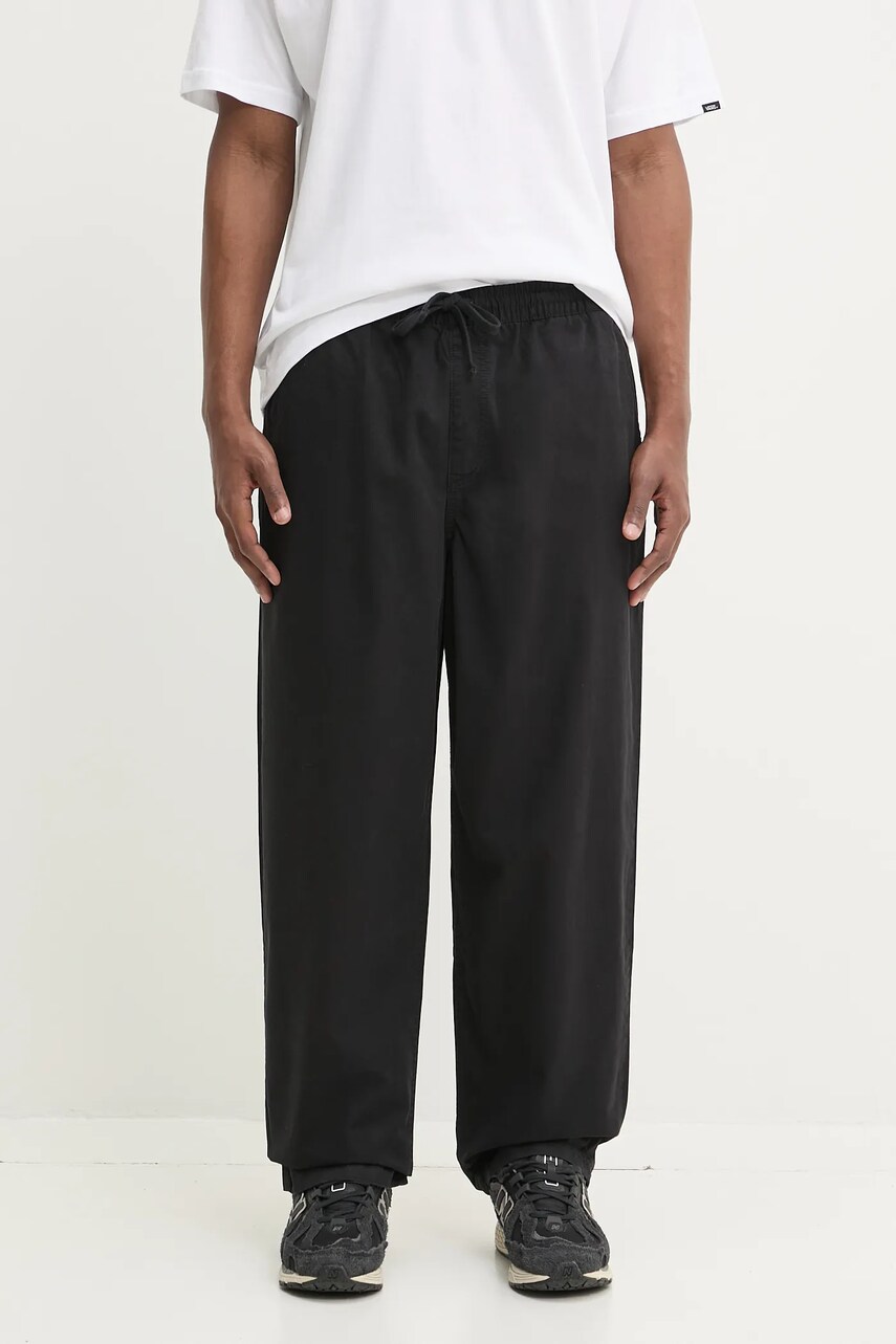 Vans pantaloni de bumbac barbati, culoarea negru, neted, VN00000DBLK1