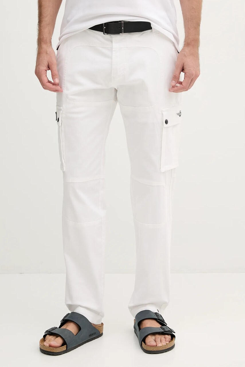 Aeronautica Militare pantaloni culoarea alb, drept, PA1665CT3534