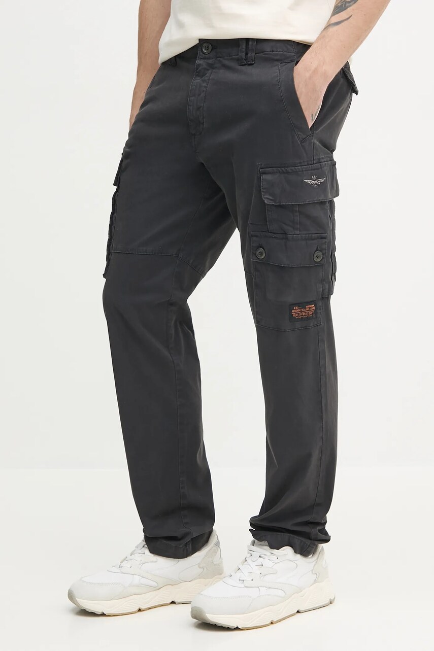 Aeronautica Militare pantaloni barbati, culoarea gri, mulata, PA1666CT3533
