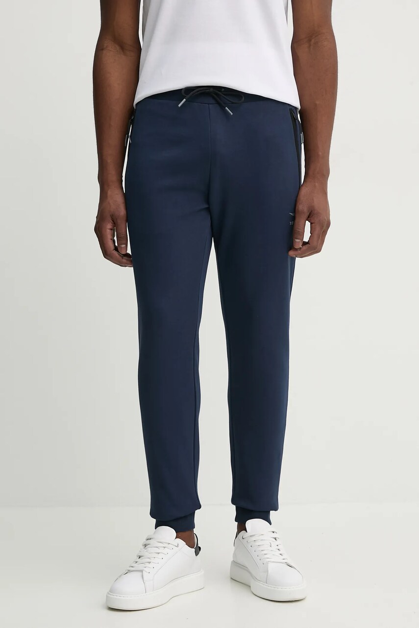 Aeronautica Militare pantaloni de bumbac barbati, culoarea albastru marin, neted, PF965F581