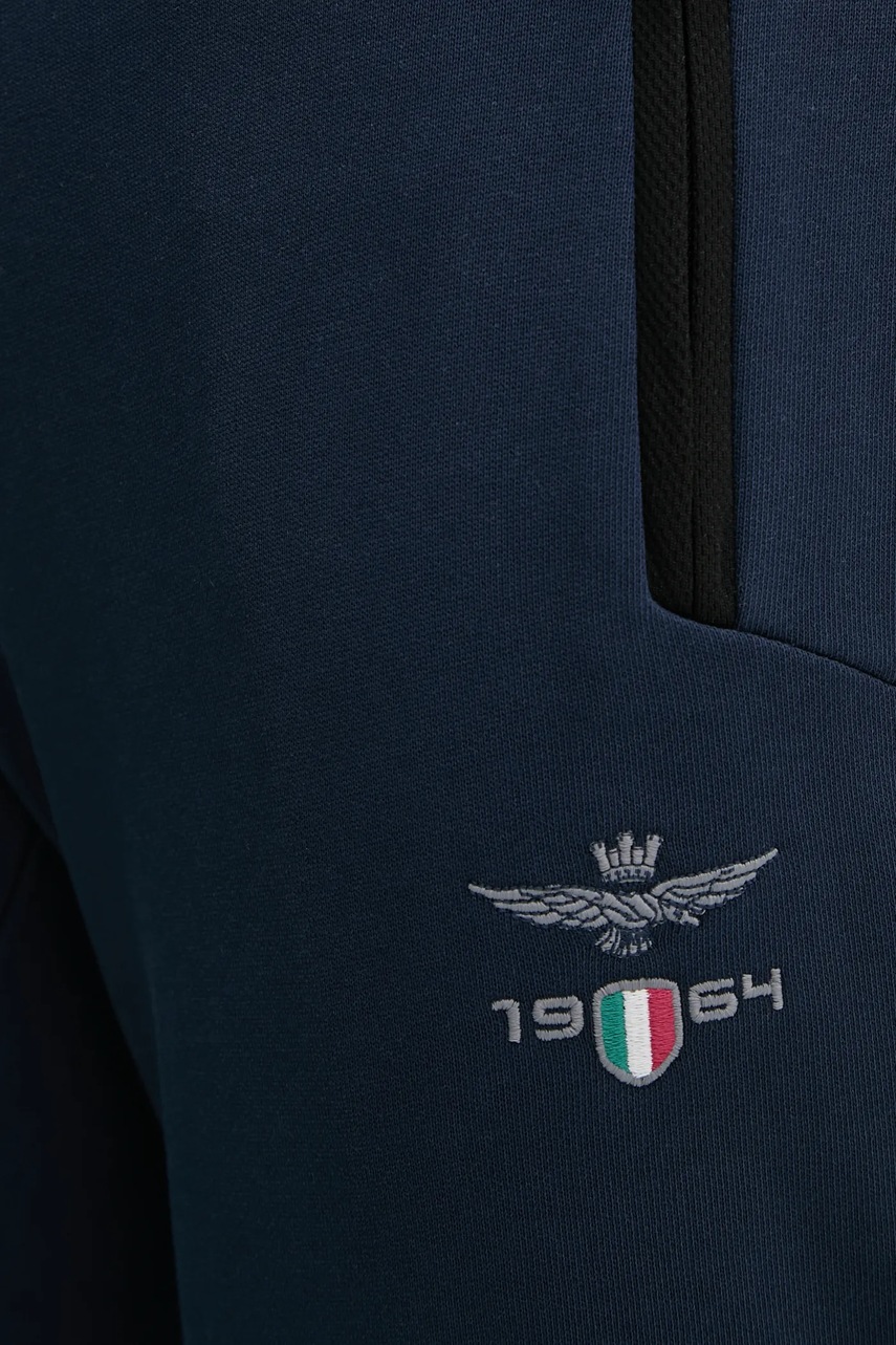 Бавовняні штани Aeronautica Militare чоловічі колір синій однотонні PF965F581 