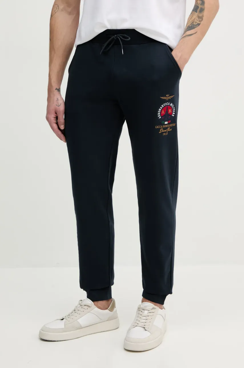 Aeronautica Militare pantaloni de trening barbati, culoarea albastru marin, cu imprimeu, PF977F459