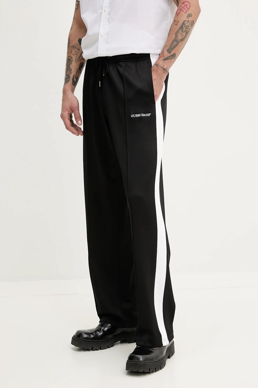 Levně Tepláky Guess Jeans pánské, černá barva, vzorované, M5GB58 KB212