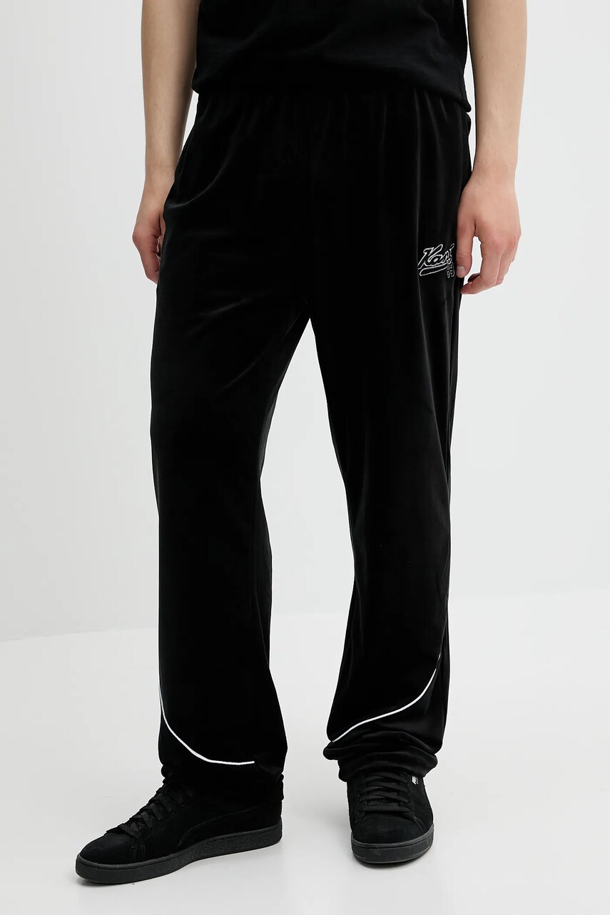 Karl Kani pantaloni de trening din velur culoarea negru, cu imprimeu, 60060041