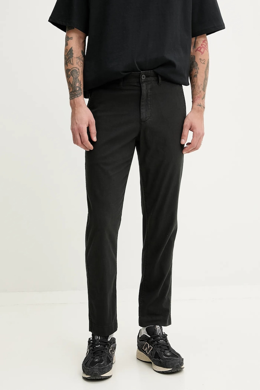 Abercrombie & Fitch pantaloni din amestec de in bărbați, culoarea negru, drept, KI130-5034 Abercrombie & Fitch pantaloni din amestec de in bărbați, culoarea negru, drept, KI130-5034
