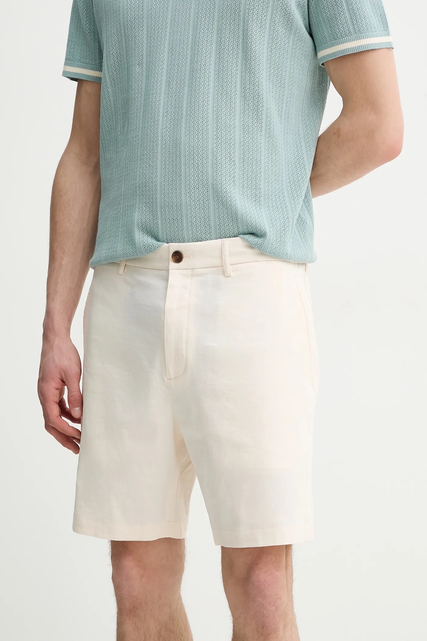 Theory pantaloni scurti din in barbati, culoarea bej, P0373206