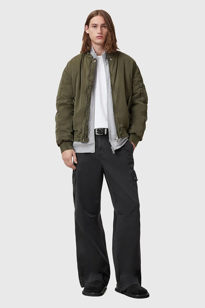 Levně Kalhoty AllSaints FLYNN pánské, černá barva, ve střihu cargo, M017TC