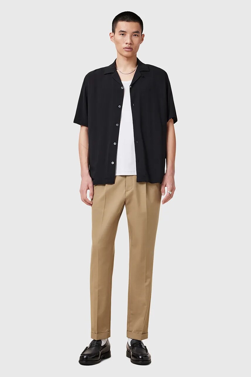 AllSaints pantaloni din lana TALLIS barbati, culoarea bej, cu fason cargo, M032TB AllSaints pantaloni din lana TALLIS barbati, culoarea bej, cu fason cargo, M032TB