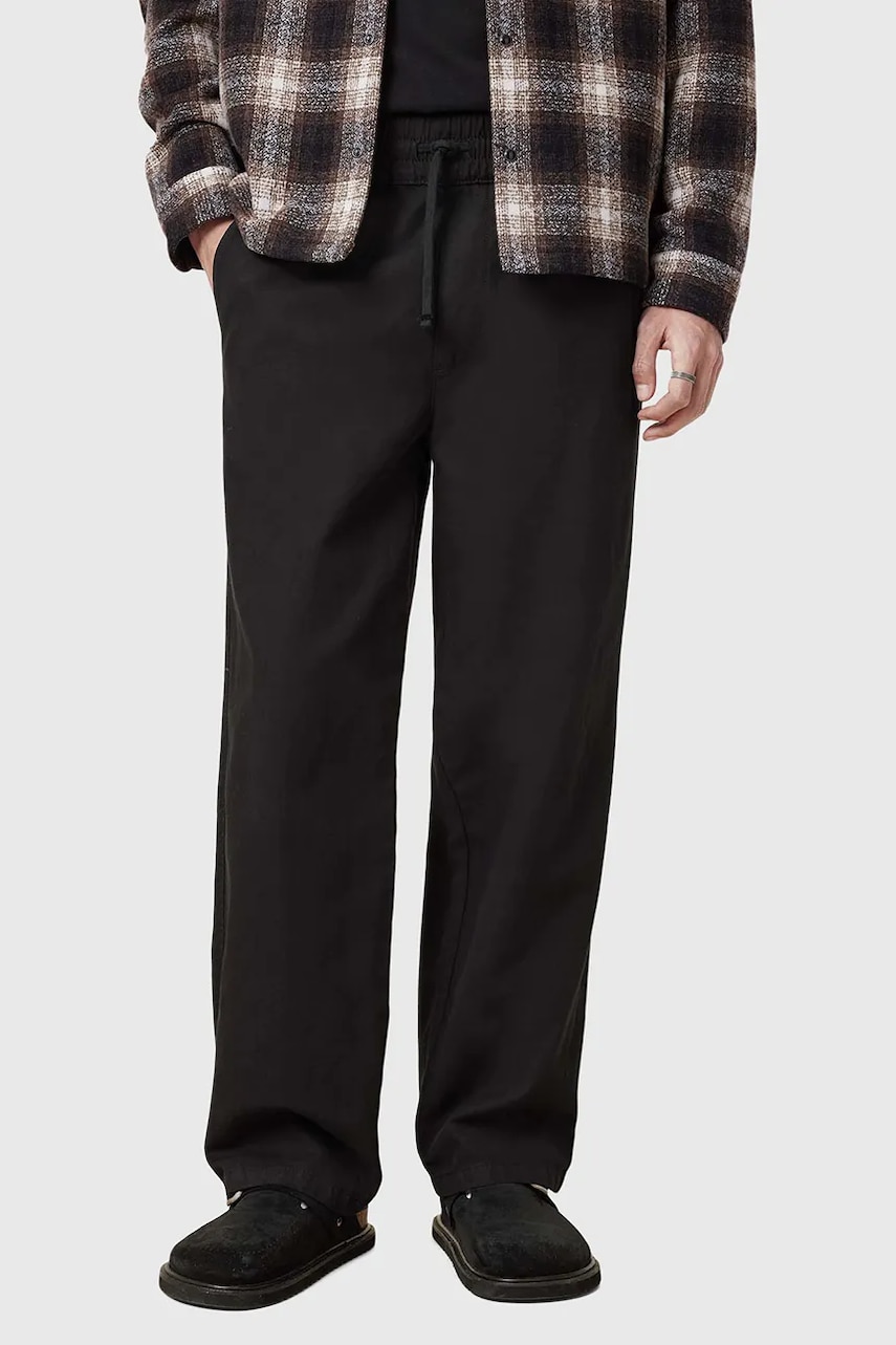 Брюки с примесью льна AllSaints HANBURY мужские цвет чёрный прямые M038TC Брюки с примесью льна AllSaints HANBURY мужские цвет чёрный прямые M038TC