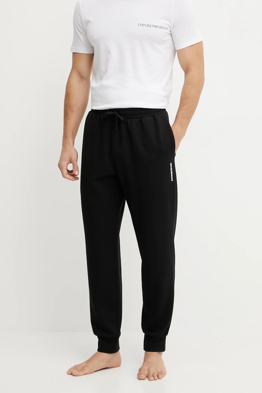 Emporio Armani Underwear pantaloni de lounge bărbați, culoarea negru, uni, EM000500 AF10790