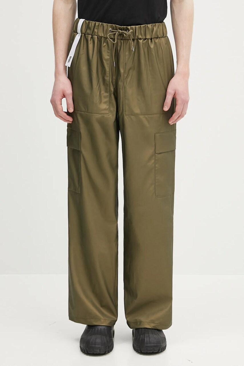 Rains pantaloni Cargo Rain Pants Wide W3 culoarea verde, drept, 18990.105