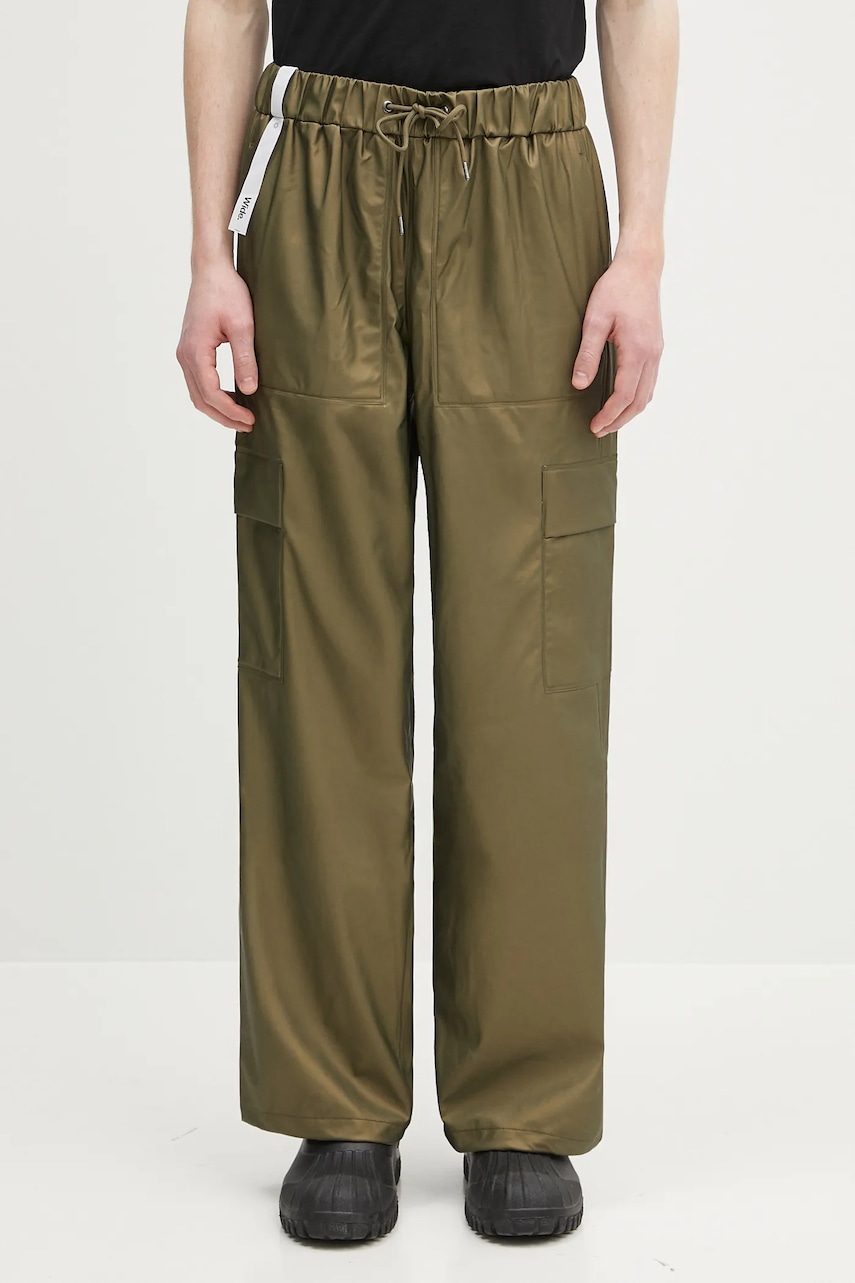 Rains pantaloni Cargo Rain Pants Wide W3 culoarea verde, drept, 18990.105