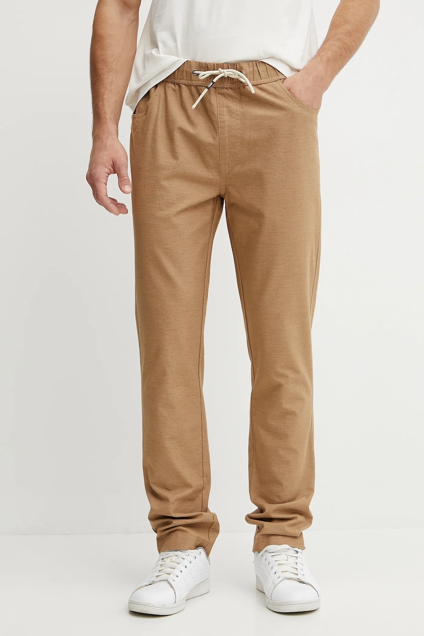 Picture pantaloni Crusy bărbați, culoarea verde, cu fason chinos, MJS0080
