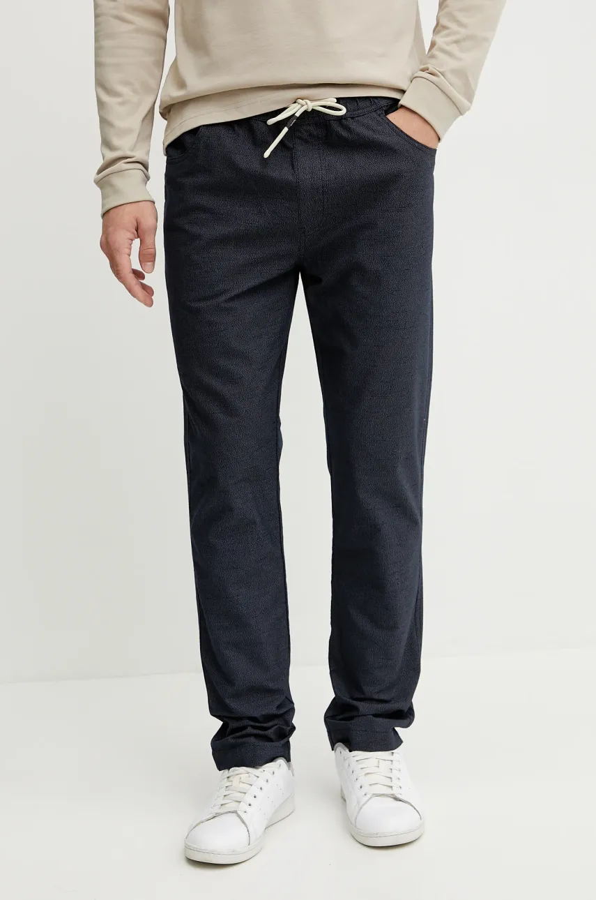 Picture pantaloni Crusy bărbați, culoarea bleumarin, cu fason chinos, MJS0080