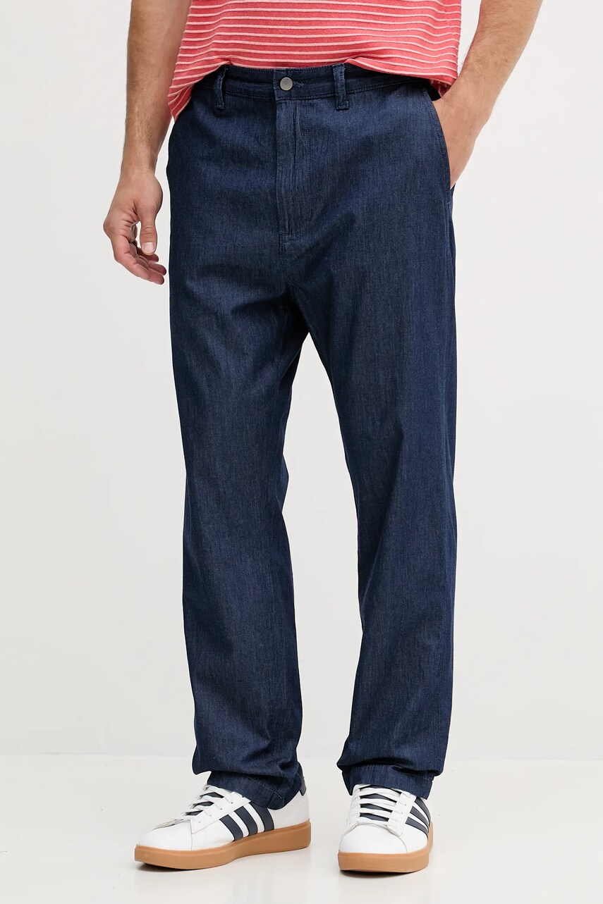 United Colors of Benetton pantaloni de bumbac culoarea bleumarin, drept, 4DHJUF05K