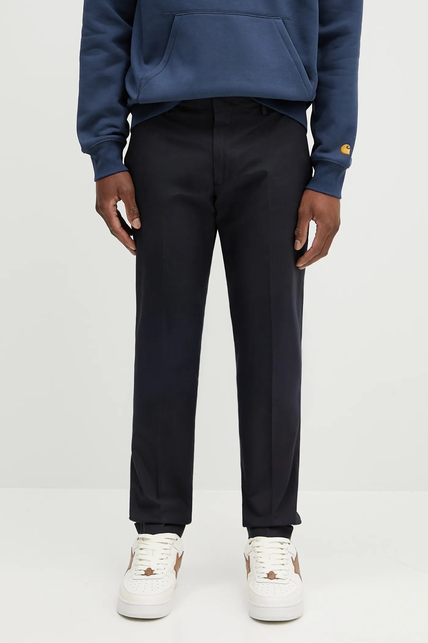 Bavlněné kalhoty Paul Smith pánské, tmavomodrá barva, ve střihu chinos, M1R-255U-P02630