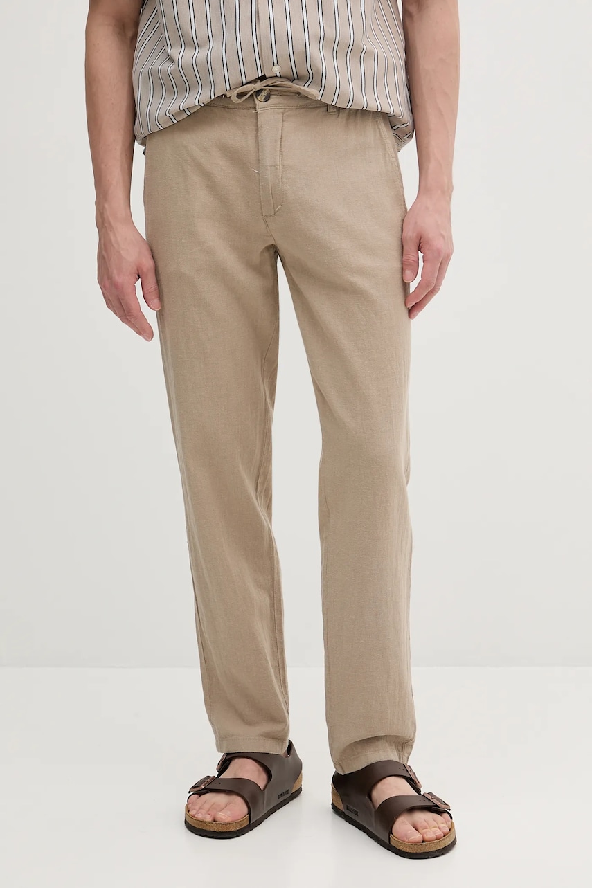 Lindbergh pantaloni din in culoarea bej, drept, 30-008023
