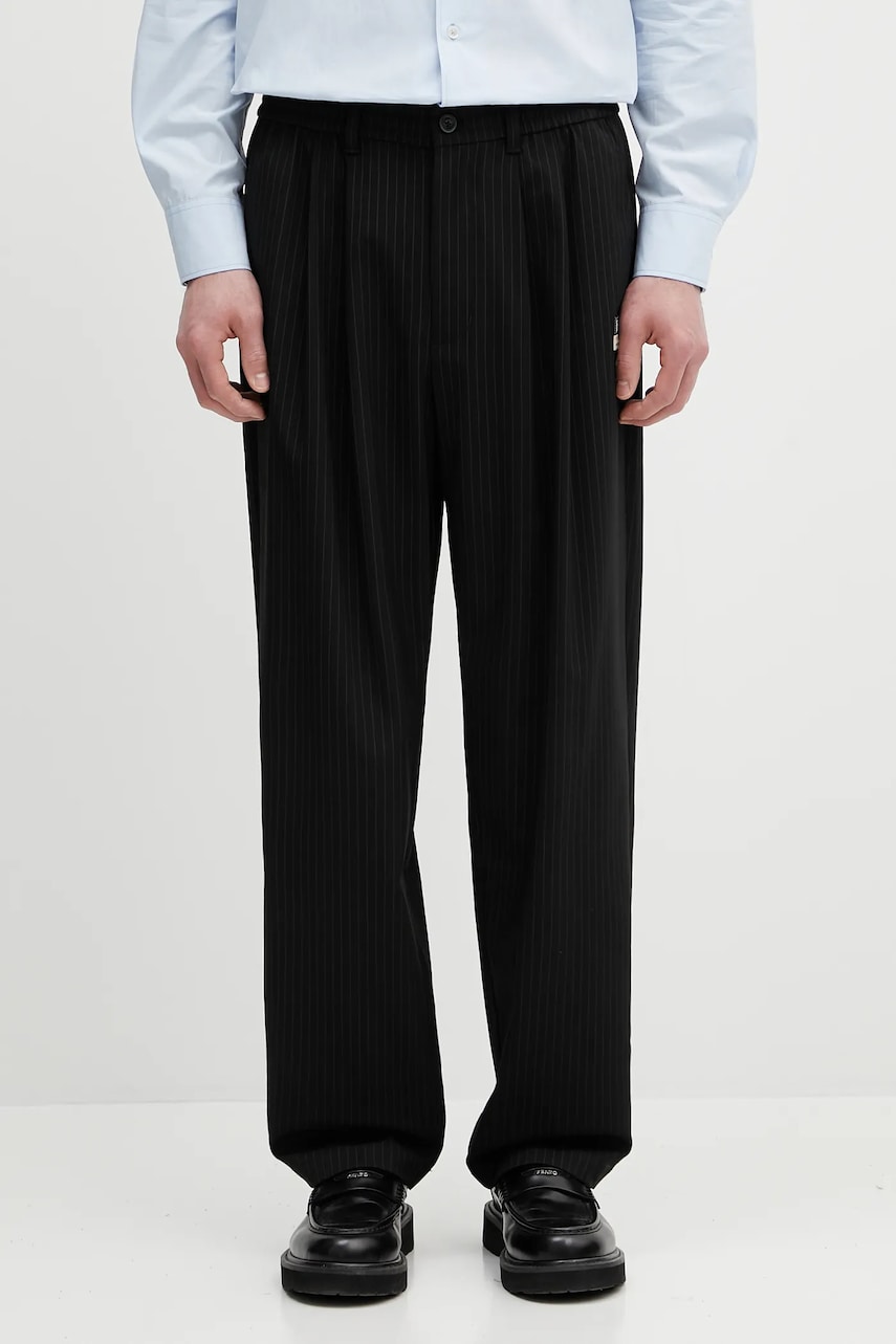 Evisu pantaloni Striped Taper Fit culoarea negru, drept, 2ESHTM5PT1061