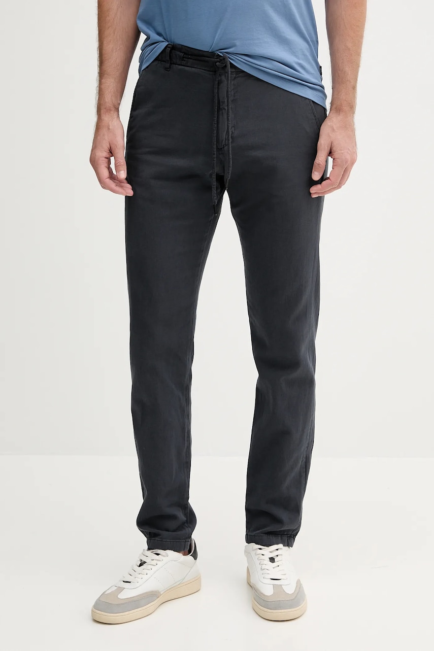 Joop! pantaloni din amestec de in culoarea bleumarin, mulata, 30041951