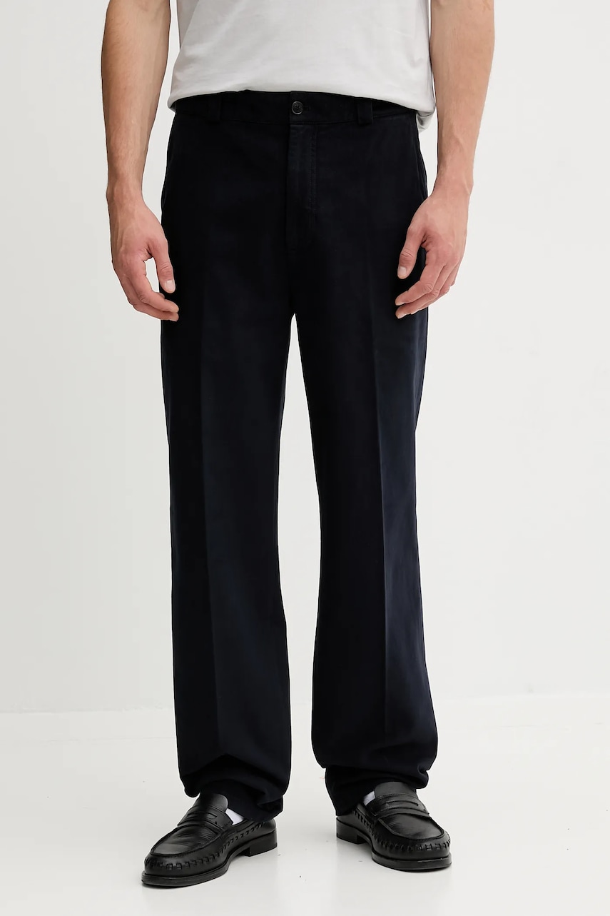 Filippa K pantaloni de bumbac bărbați, culoarea bleumarin, drepți 31433