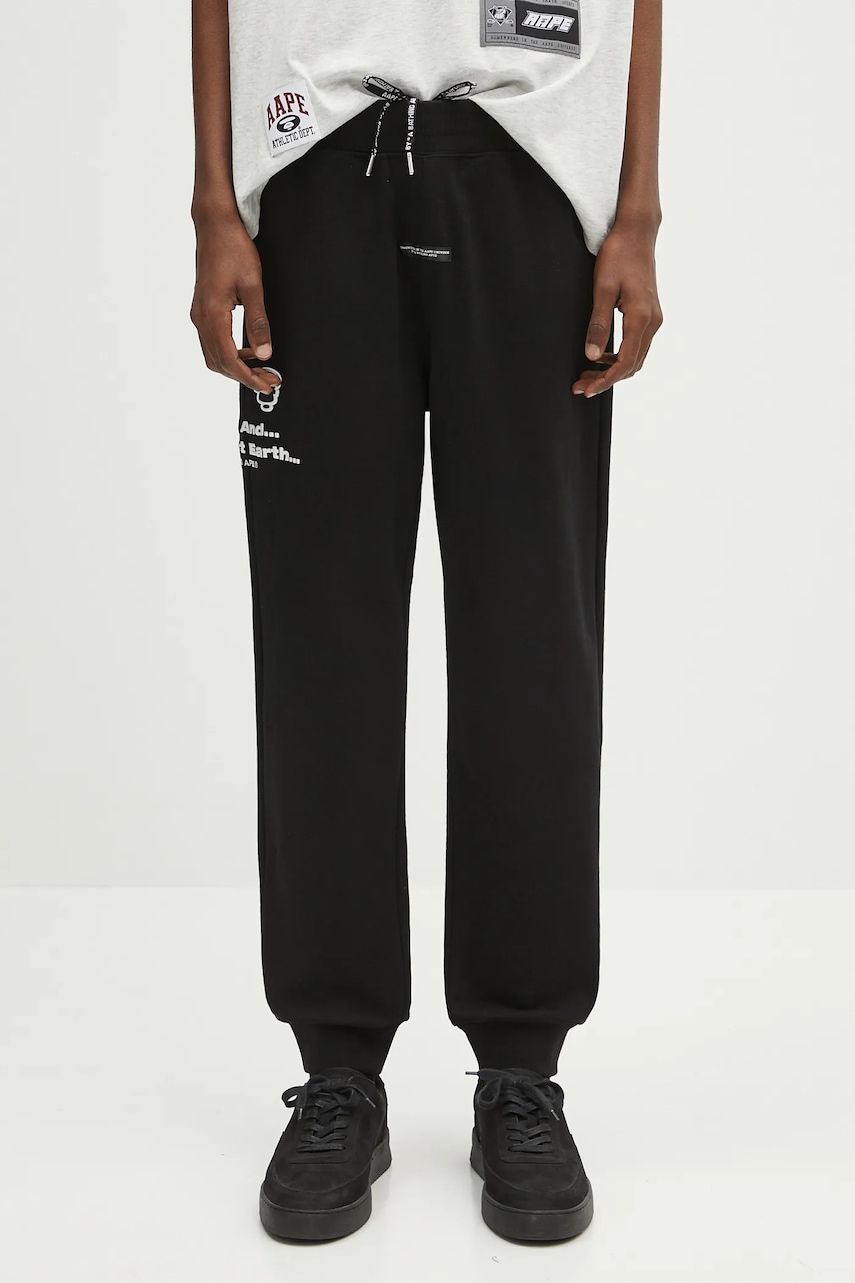 Tepláky AAPE Main Sweat pánské, černá barva, AAPPTMB637XXN